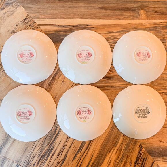 Set of 6-Johnson Brothers, 1930’s Rose Chintz Collection, Saucers, 5.75” - Picture 9 of 10